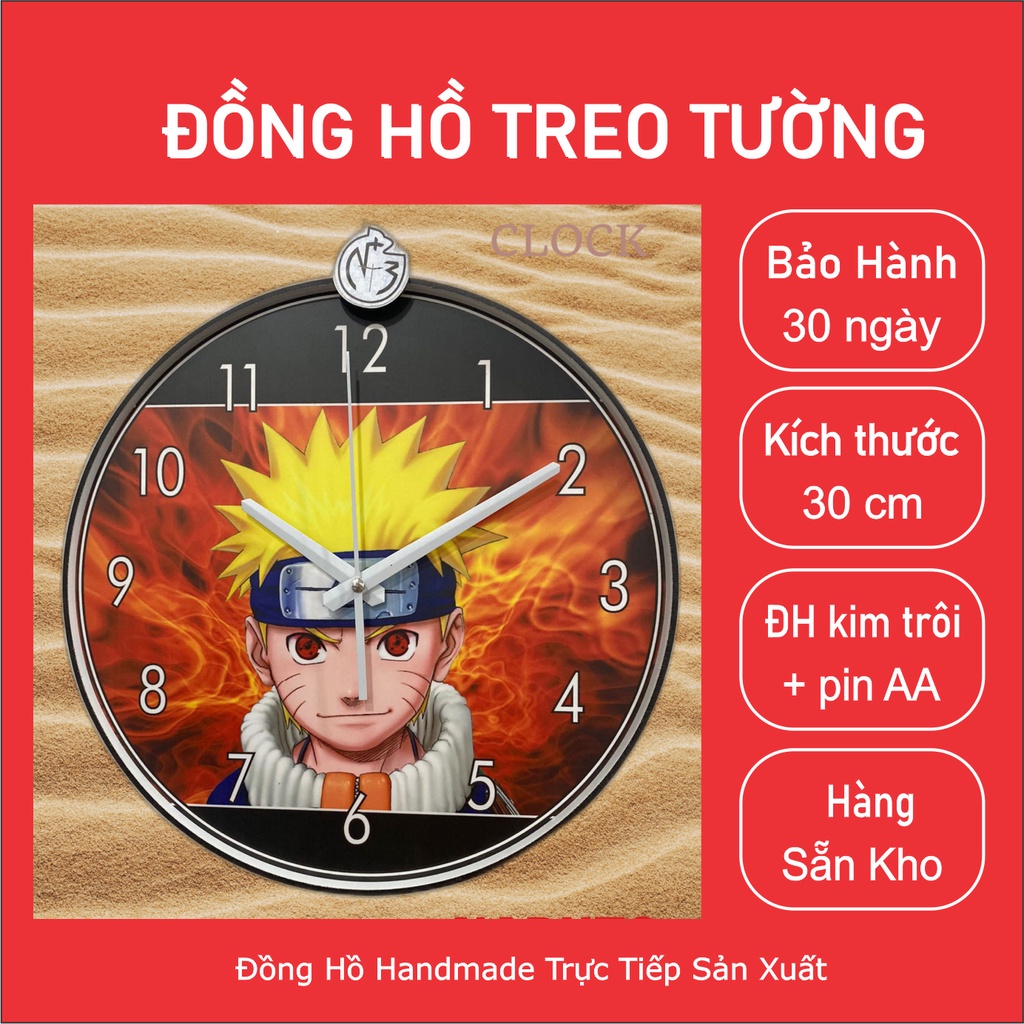 Đồng hồ trang trí treo tường cho bé - NARUTO 30 cm
