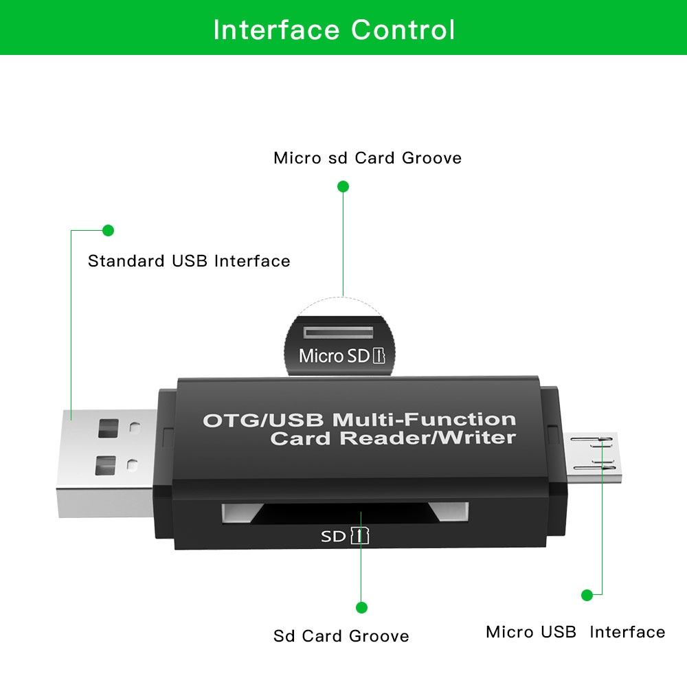 Đầu đọc thẻ nhớ hỗ trợ đầu cắm USB 2.0 OTG Micro SD/SDXC TF cao cấp cho máy tính