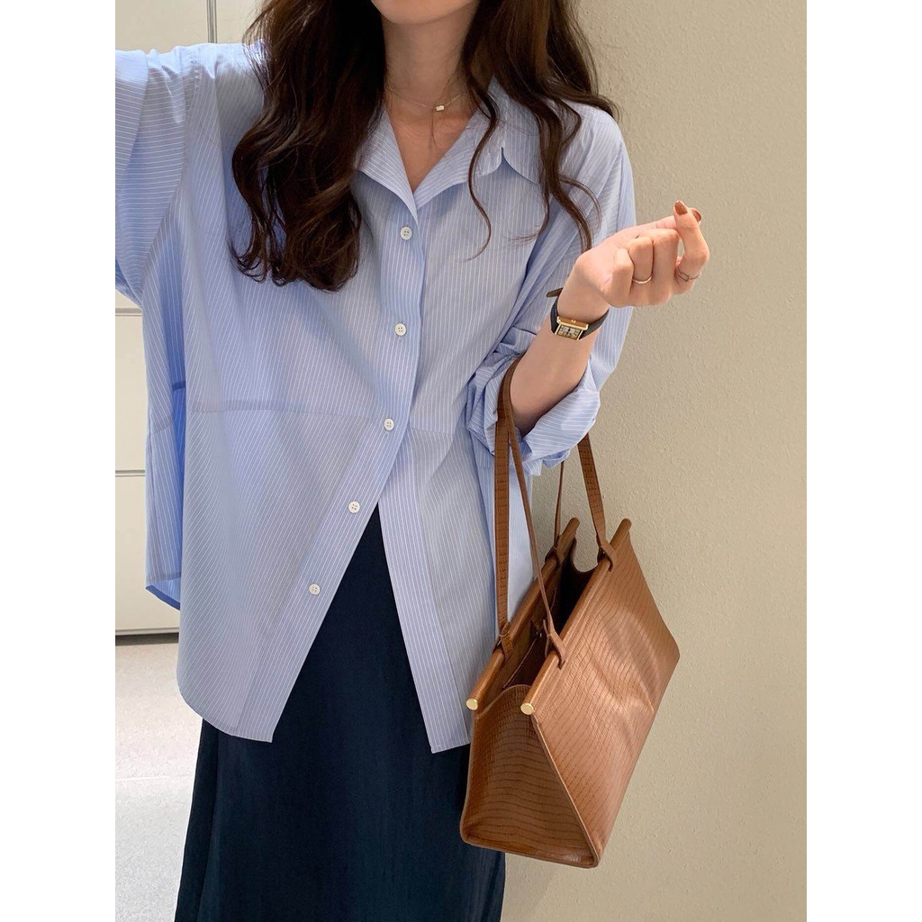 Áo Sơ Mi Tay Dài Kẻ Sọc Thời Trang Mùa Thu Mới Cho Nữ