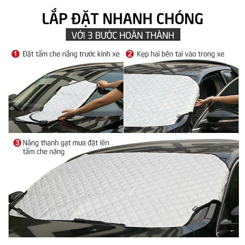 Bạt che nắng kính lái xe ô tô hàng dày phản quang 3 lớp - có ảnh thật