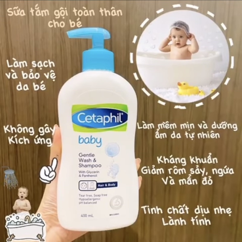 [Chuẩn Úc]Sữa tắm gội toàn thân Cetaphil cho bé, hương thơm dịu nhẹ chăm sóc và bảo vệ làn da trẻ nhỏ- Chai 400ml