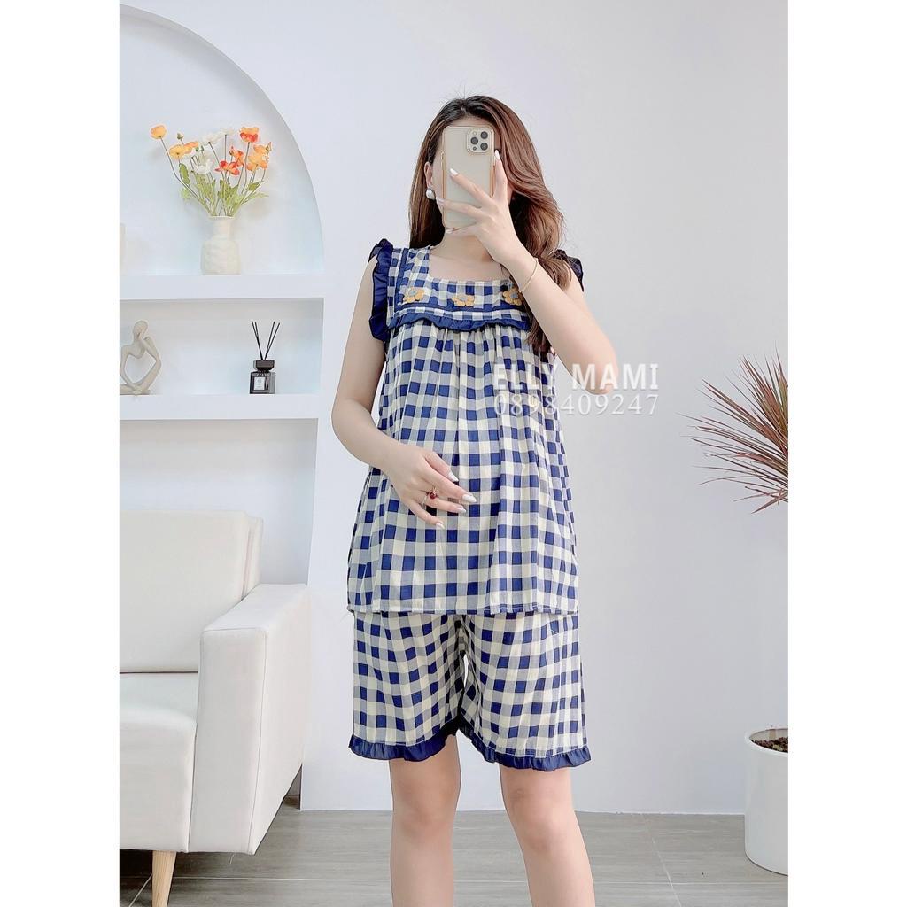 ( 40kg - 85kg ) Đồ Bộ Bầu Và Sau Sinh Lửng Nhiều Màu Caro Hoa Lửng Siêu Mát , Nhẹ Tênh Form Dễ Mặc