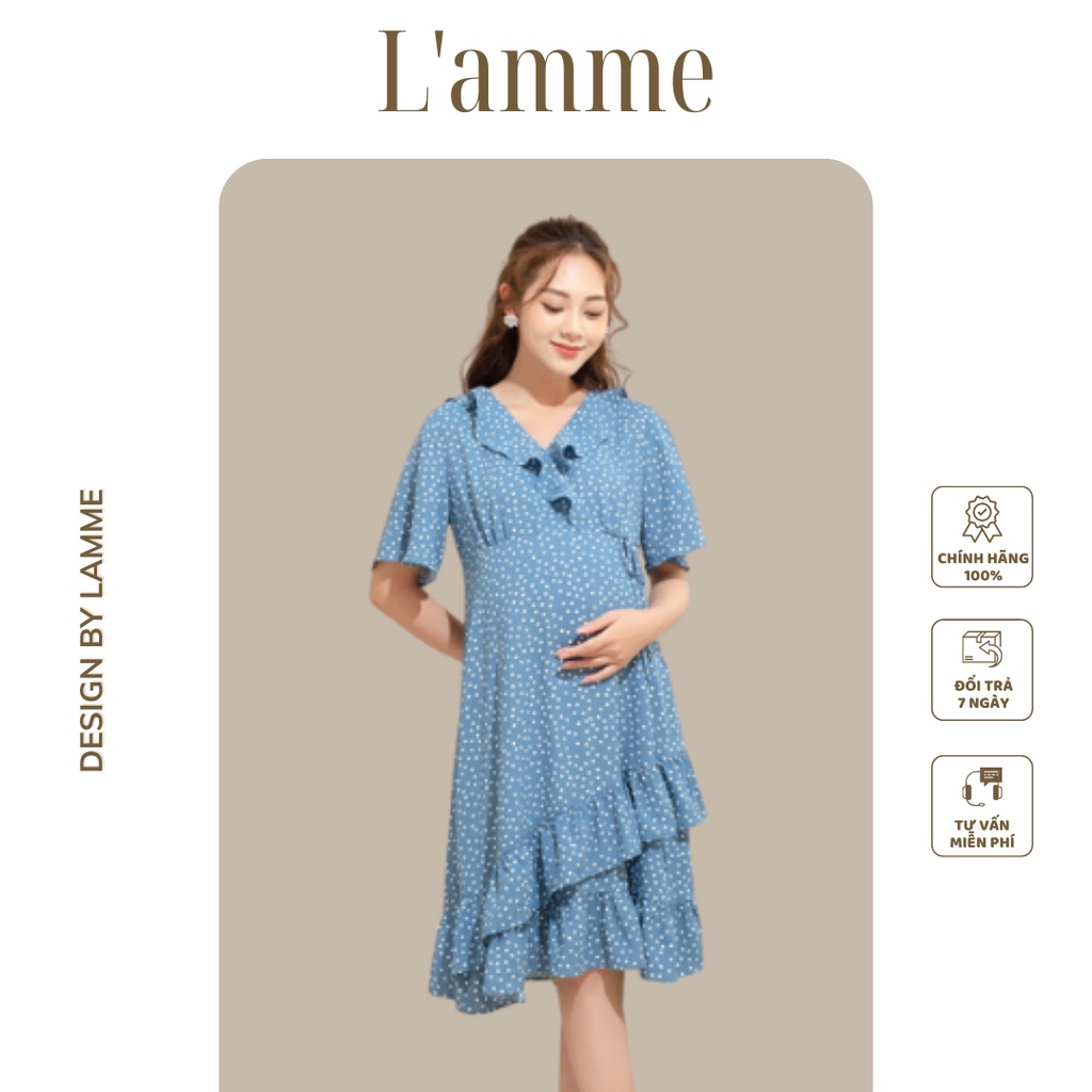 Đầm bầu Tini Dress chấm bi bèo cổ, kiểu dáng điệu đà thiết kế by LAMME