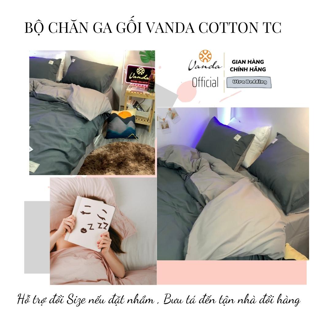 Bộ chăn ga gối VANDA Cotton Tici TC trơn phối màu Drap đủ kích thước 1m2 ,1m4 ,1m6 ,1m8 ,2m2...