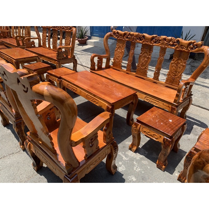 Bộ Salon bàn ghế gỗ 6 món 100% gỗ tự nhiên