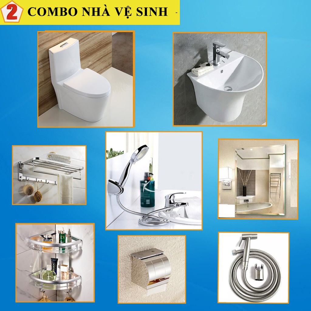 Combo thiết bị nhà vệ sinh full đầy đủ phụ kiện