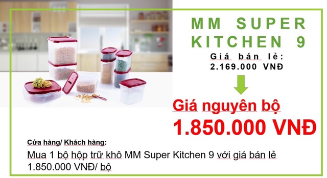 Tupperware Bộ Hộp Kệ Bếp Modular Mate Super Kitchen 9 Hộp