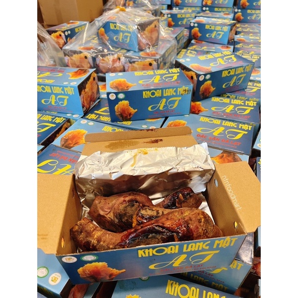 Khoai lang mật Tà nung Đà Lạt nướng sẵn, hộp 1kg bao ngon tứa mật