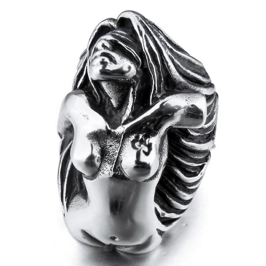 Nhẫn tượng nữ thần tự do phong cách gothic cho nam cổ điển