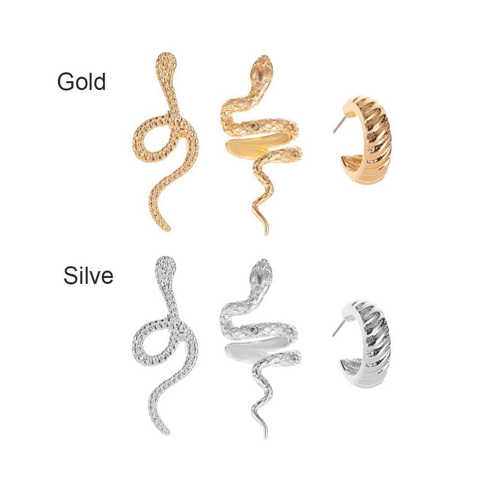 Bộ khuyên kẹp vành tai thiết kế rắn nhiều kiểu dáng thời trang cổ điển cho nữ