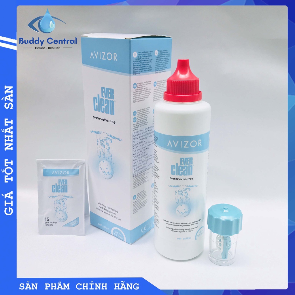 Dung dịch khử trùng và diệt khuẩn lens kính áp tròng cứng Ortho-K Avizor Ever Clean 225ml