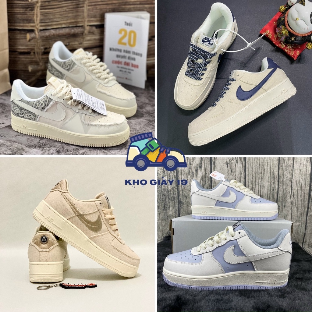 Giày AF1 baby blue, Giày thể thao air force 1 stussy dây thừng vải canvas phối đồ siêu đẹp mới 2022 Full box tặng dây