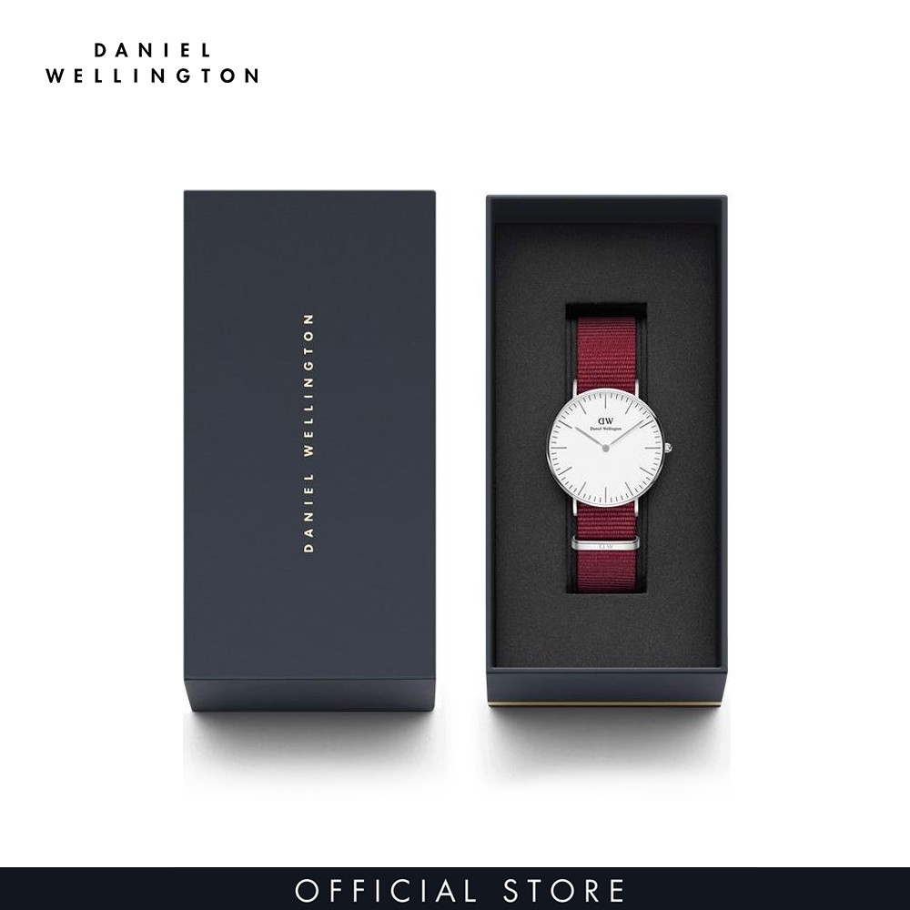 Đồng hồ Nam, Nữ Daniel Wellington dây vải nato - Classic Roselyn mặt trắng - vỏ bạc