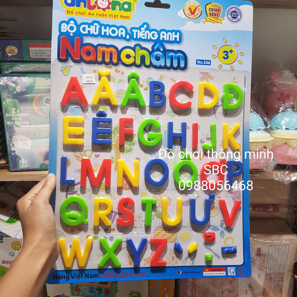 Bảng chữ số, chữ cái nam châm chữ hoa và chữ thường