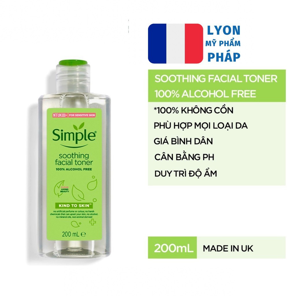 ✅ (HÀNG CHUẨN AUTHENTIC) NƯỚC HOA HỒNG SIMPLE KIND TO SKIN SOOTHING FACIAL TONER( mẫu mới)