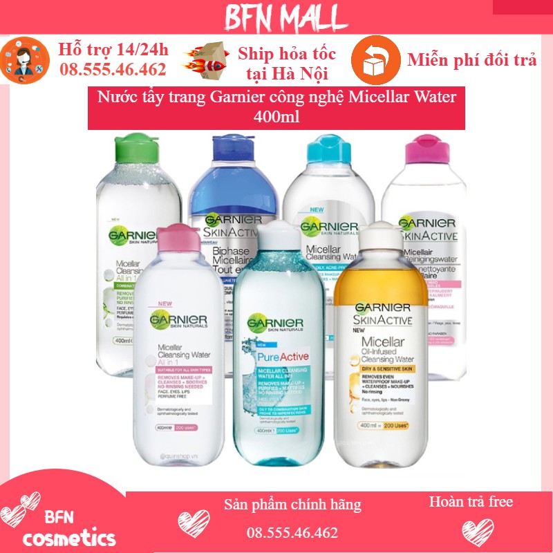 [HÀNG PHÁP] Nước tẩy trang Garnier công nghệ Micellar Water 400ml