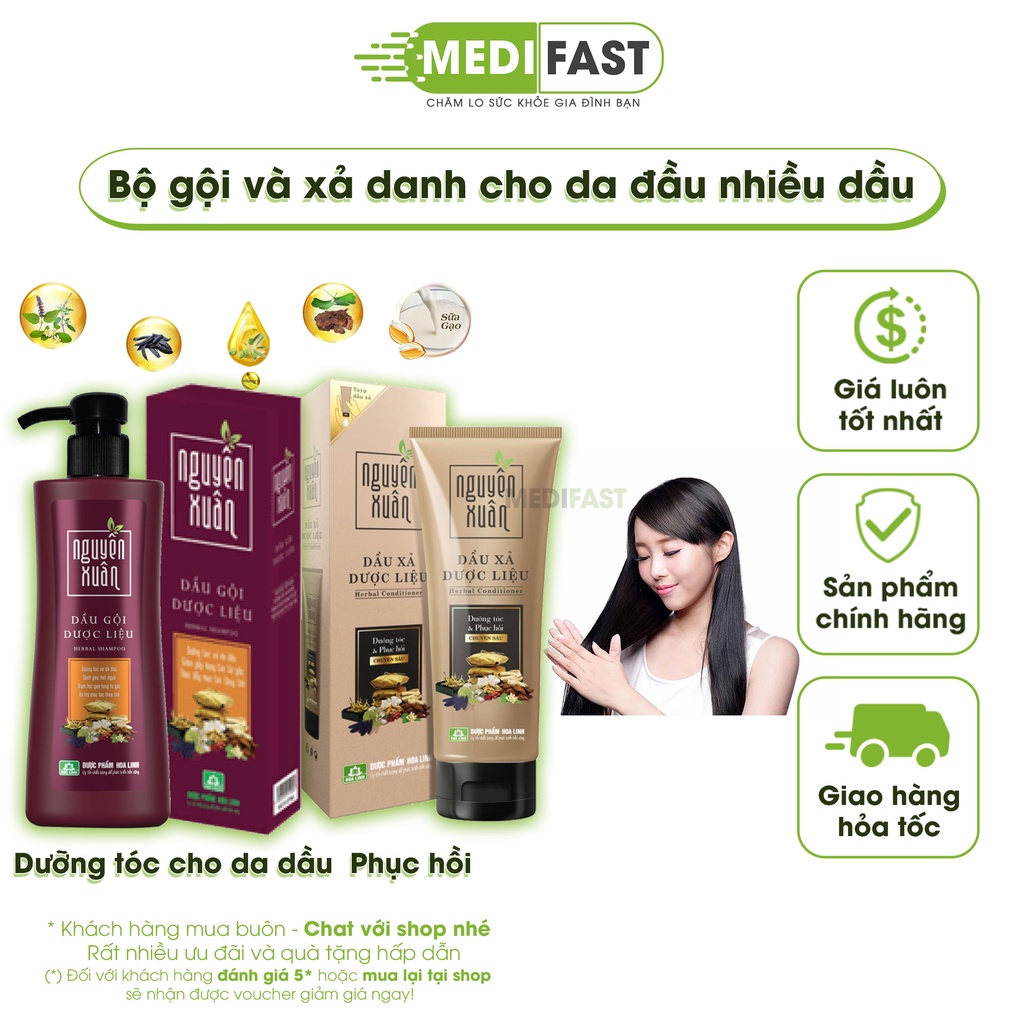 Bộ dầu gội và xả nguyên xuân đỏ - Dành cho da đầu thường - Giúp tóc suôn mềm, óng mượt từ thảo dược