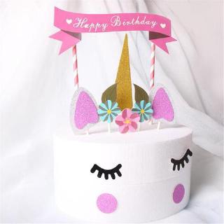 Set que cắm trang trí bánh kem đám cưới/sinh nhật hình kỳ lân dễ thương