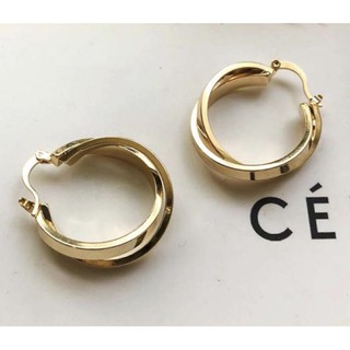 Bông tai tròn 2 khoen (18k gold plated)