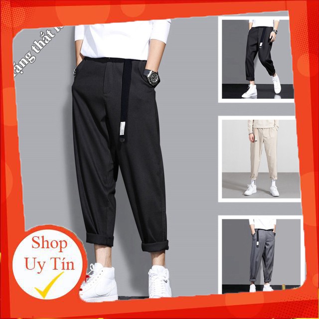 Quần Baggy Nam Kiểu Quần Tây Âu Chinos Trơn Đơn Giản Mặc Kiểu Xắn Gấu Năng Động MENFASHION1989 JOGGER NAM 9000066C -Hàng
