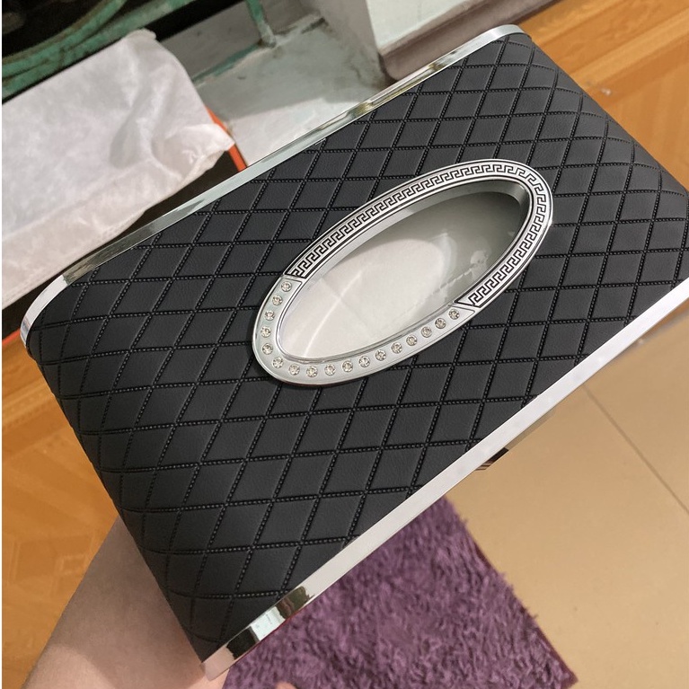Hộp Khăn Giấy Da Cao Cấp Để Taplo Xe Ô Tô Xe Hơi Kích Thước 24x14x5 cm