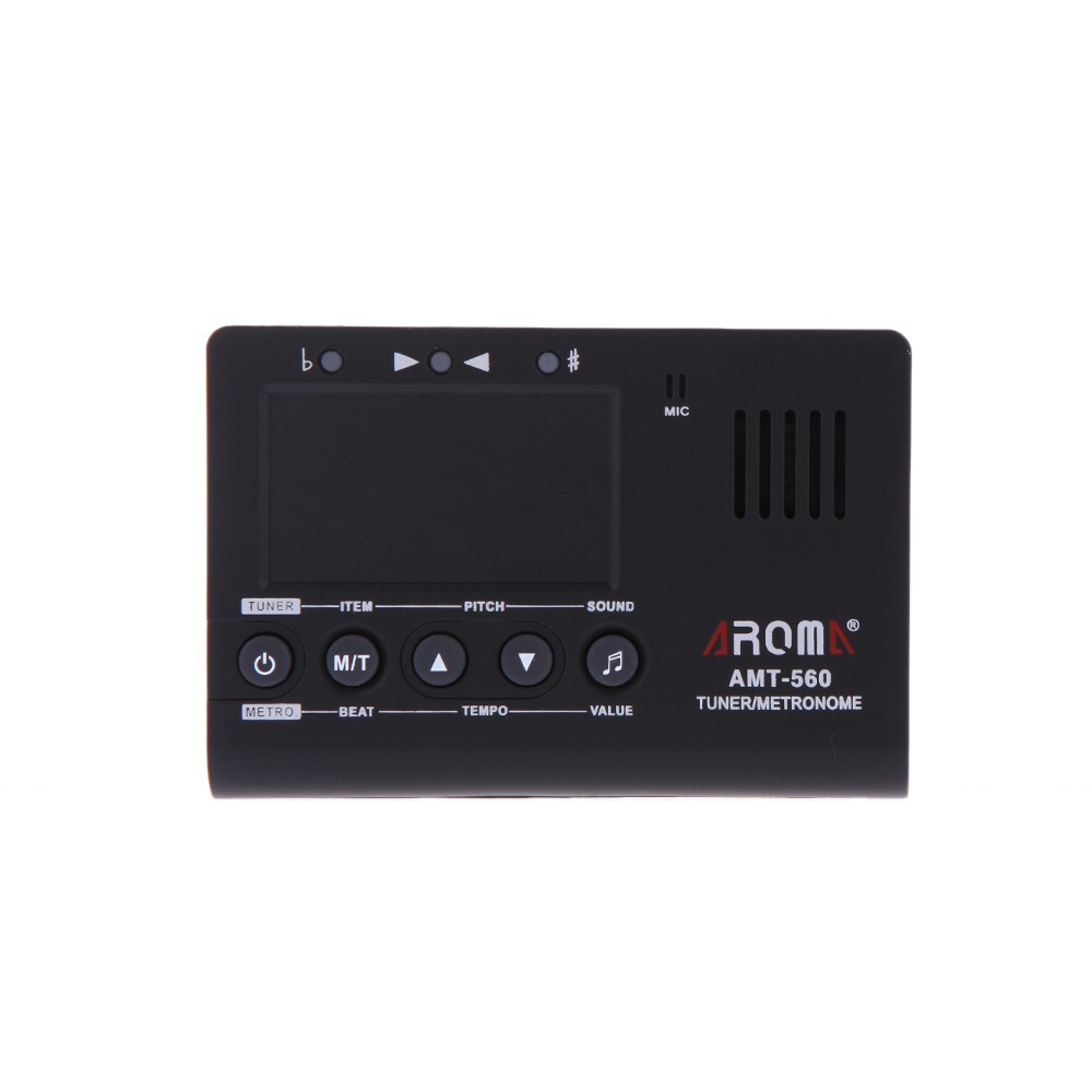 Ĩ Aroma AMT-560 Electric Tuner & Metronome Built-in Mic with Pickup Cable 6.3mm for Guitar Chromatic Bass Violin Ukulele