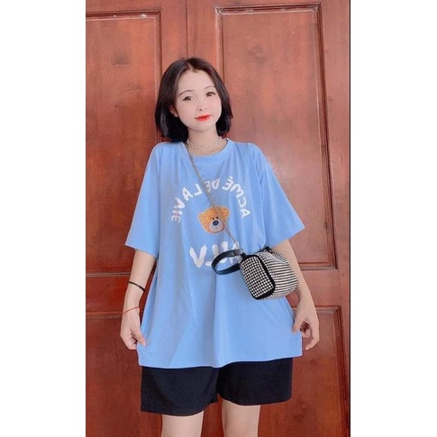 Bộ Đùi Cotton Tay Lỡ Unisex. Bộ GẤU ADLV QUẦN TRƠN. Donnafashion
