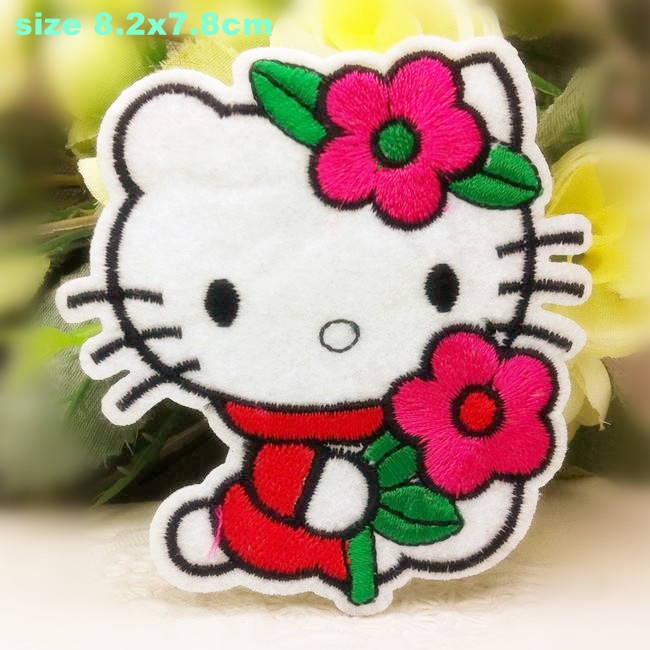 Miếng Dán Ủi Thêu Hình Mèo Hoạt Hình Trang Trí Quần Áo diy