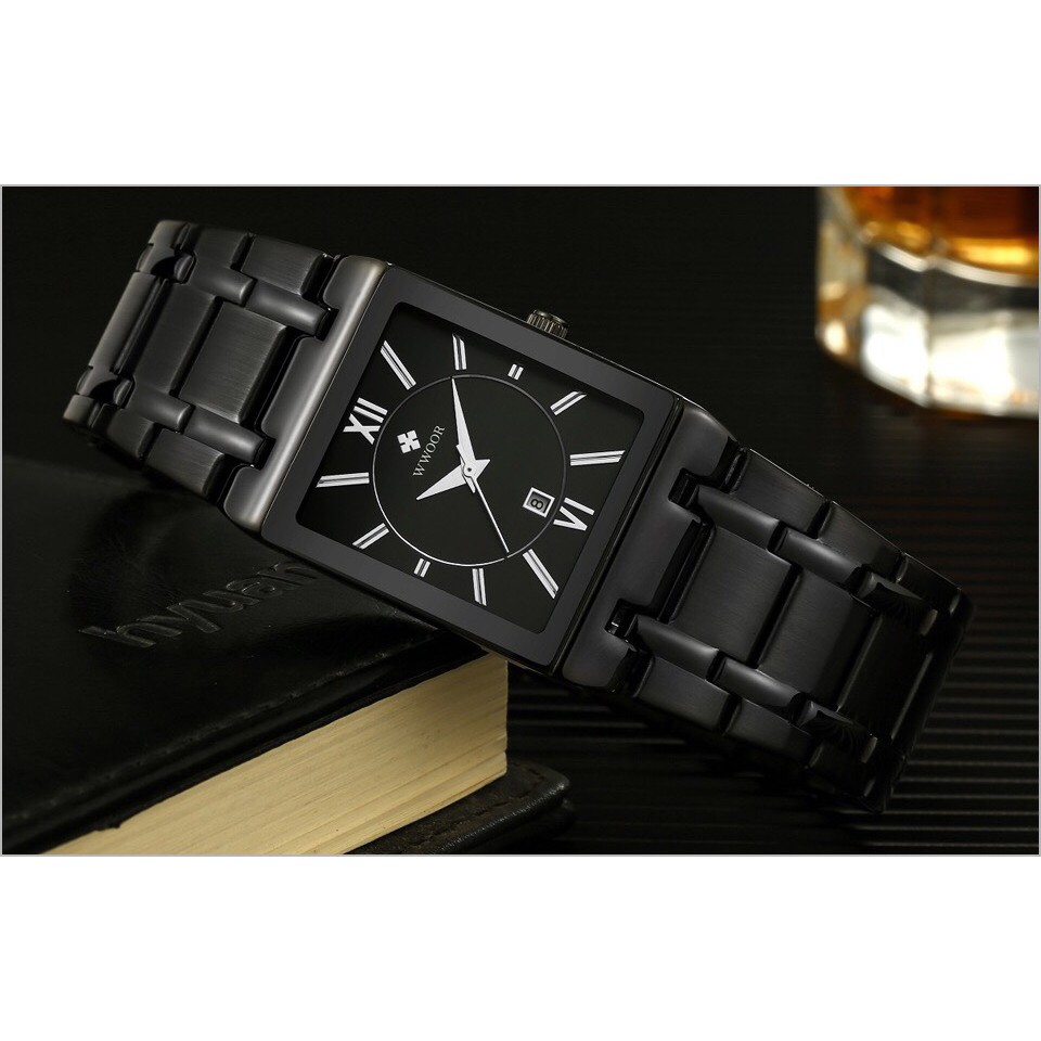 Đồng hồ NAM WWOOR mặt vuông bo Utimate rose siêu thời thượng phong cách