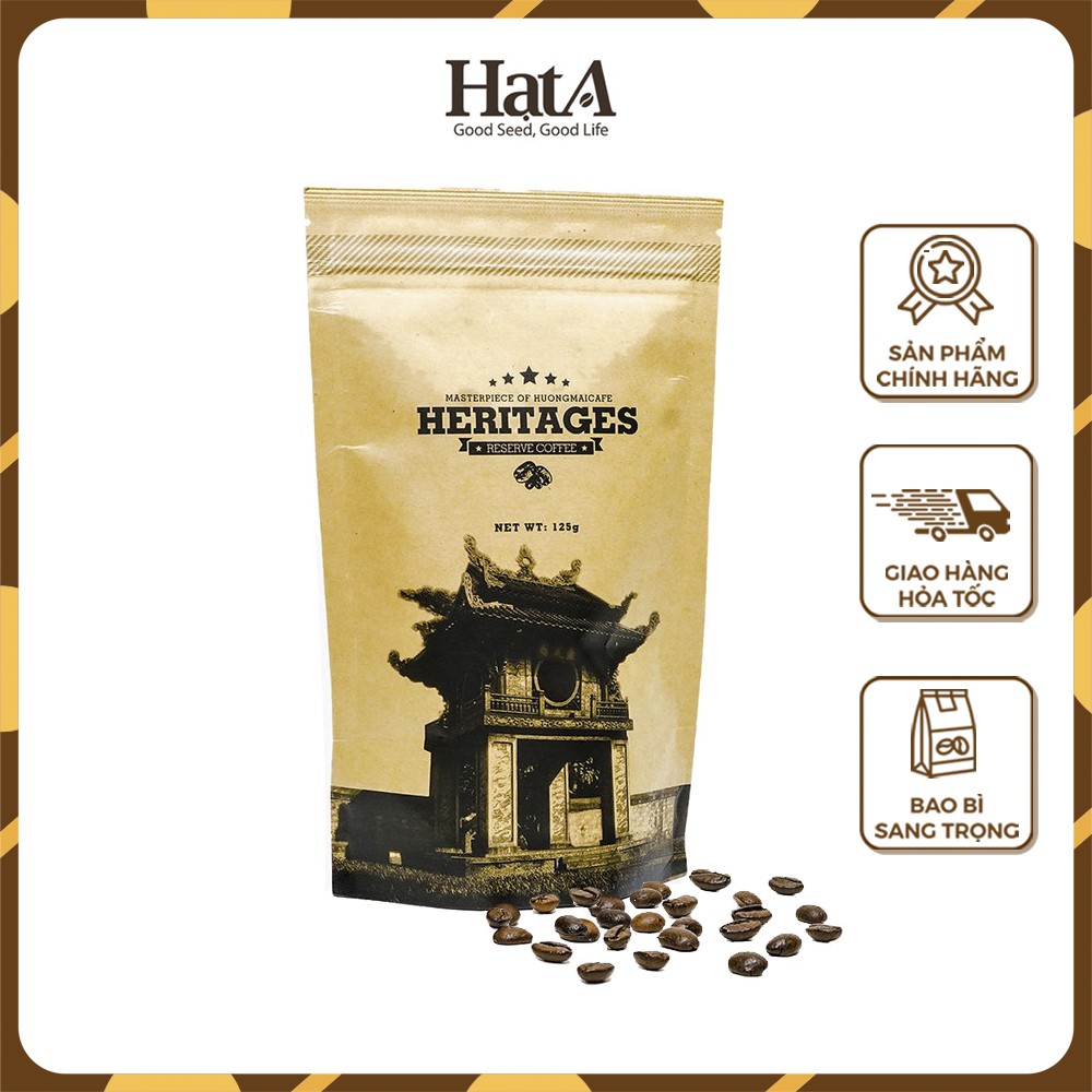 Cà phê chồn cao cấp Heritages Coffee Kraft Bag Hương Mai Cafe 100% hạt Robusta nguyên chất 125gr