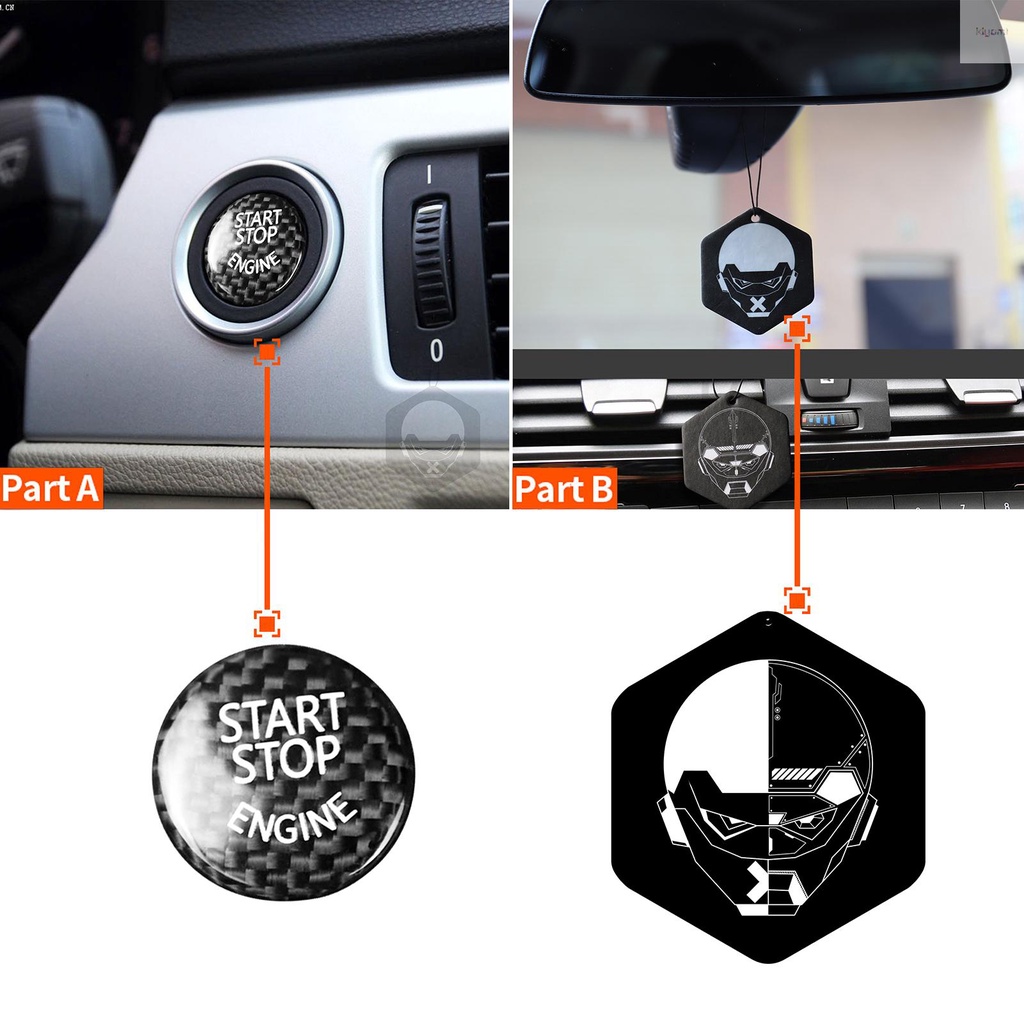 Ready in stock Carbon Fibre Protector Car Engine Start Stop Switch Button Sticker Ignition Sticker Car Interior Decoration Replacement for BMW F25 F26 F01 F02 F04 F06 F12 F10 1 3 Series E70 E90