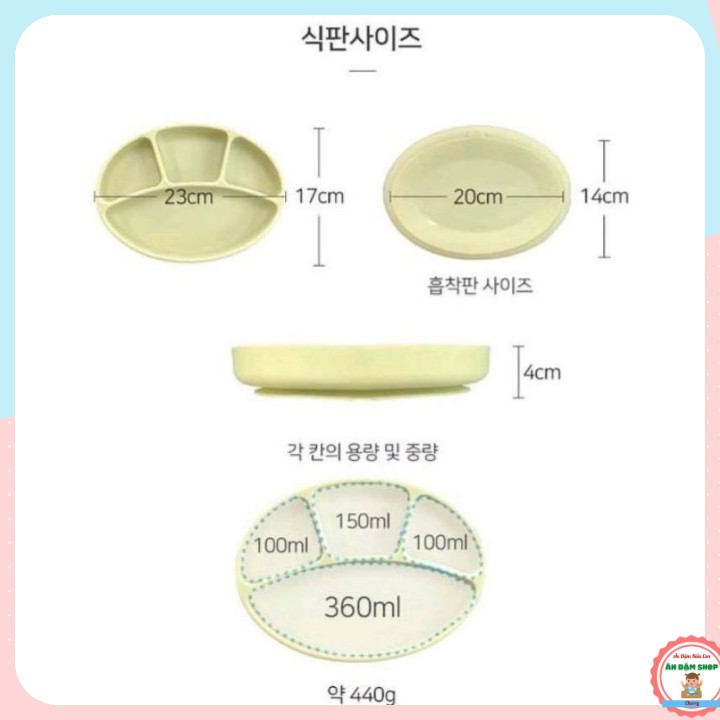 Khay ăn dặm có đế hít chống đổ silicon modui hàn quốc cho bé ăn dặm - ảnh sản phẩm 3