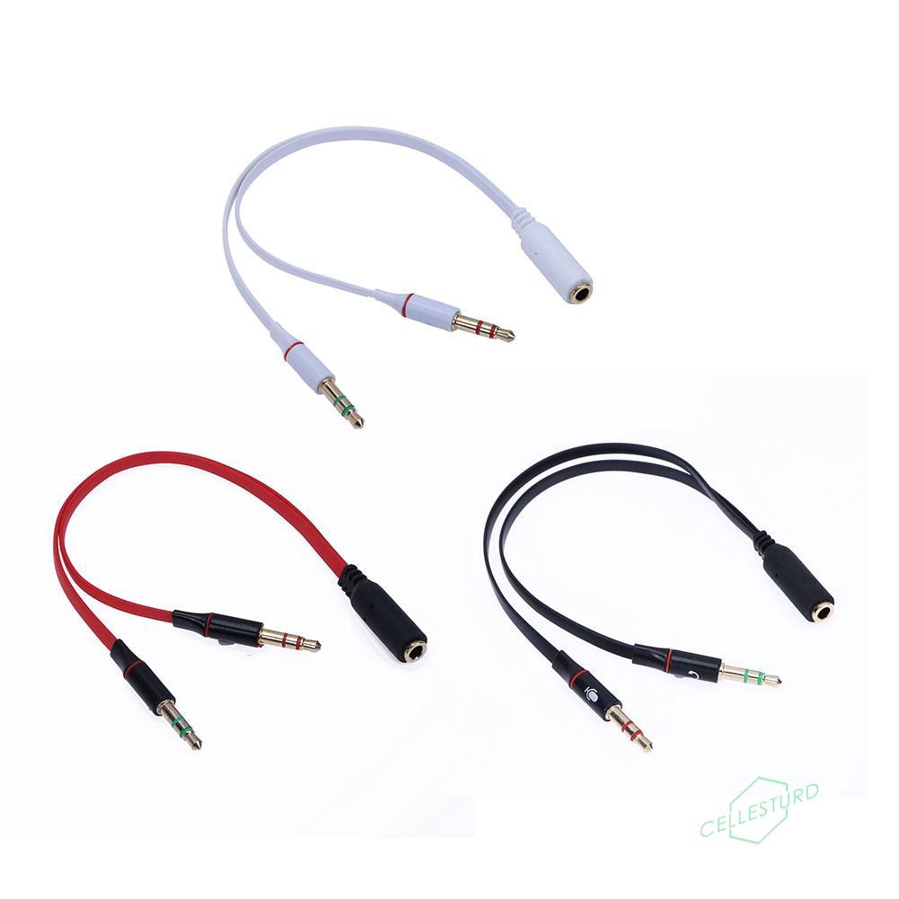 CS 3.5mm 1 to 2 Audio Cable Single-hole Computer Headphone Mic Adapter