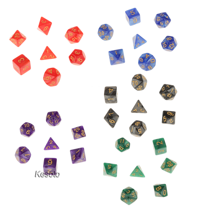 7 Xúc Xắc Đa Diện 16mm Màu Trắng Dùng Chơi Game Dnd Mtg