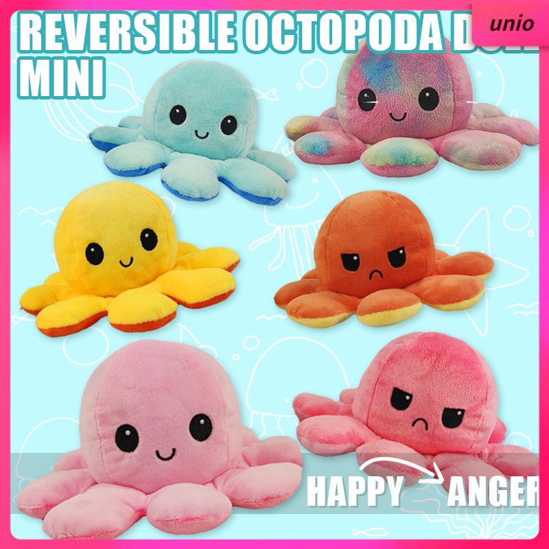 Sẵn sàng REVERSIBLE BIPOLAR TEETURTLE OCTOPUS TOY PLUSH TEETURTLE MOOD SWITCHER Giáng sinh UNIO