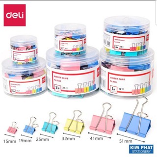 Hộp 40c kẹp bướm kẹp màu 19mm Deli 8555