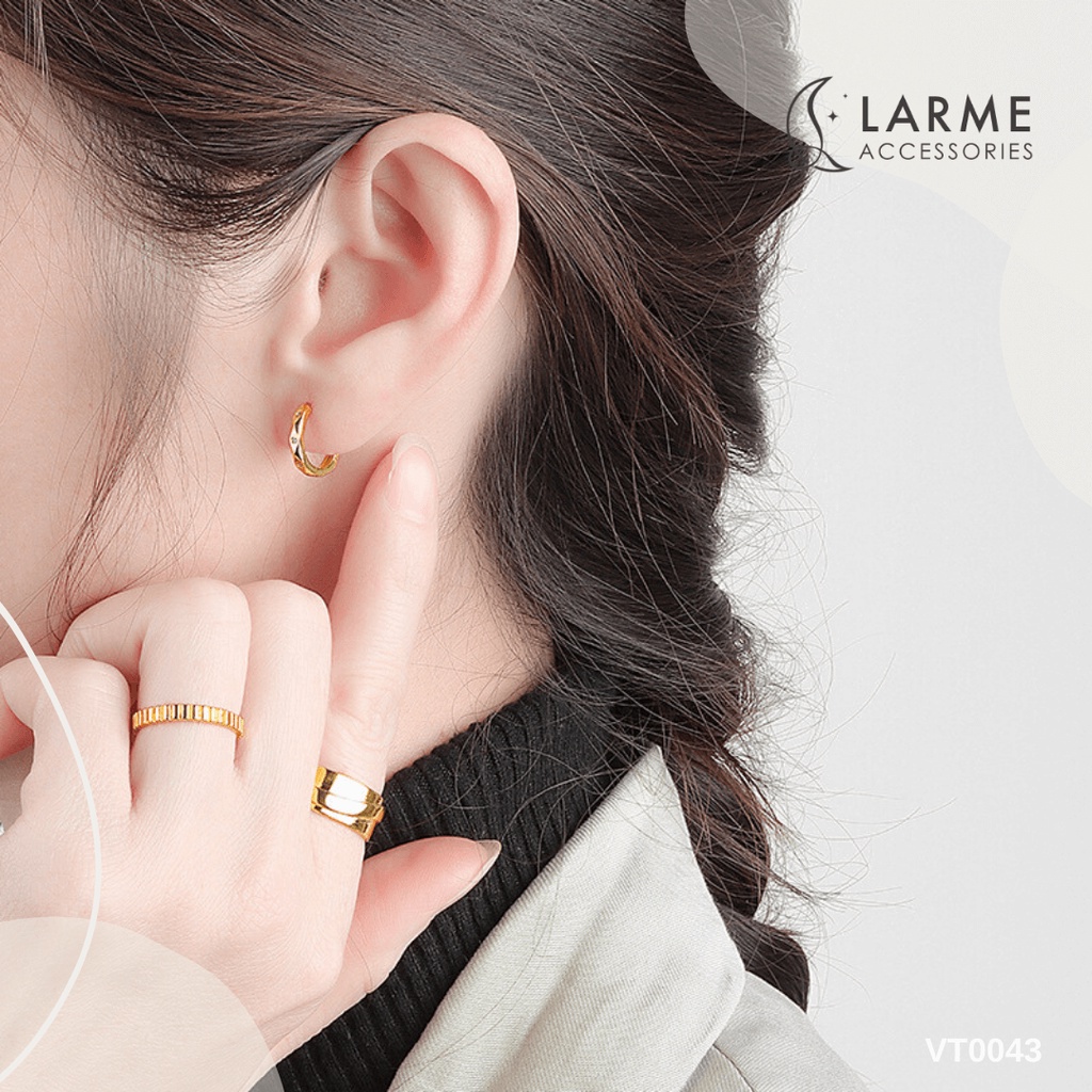 Khuyên tai nữ, bông tai nữ dáng tròn chốt bấm larme accessories -KT0143