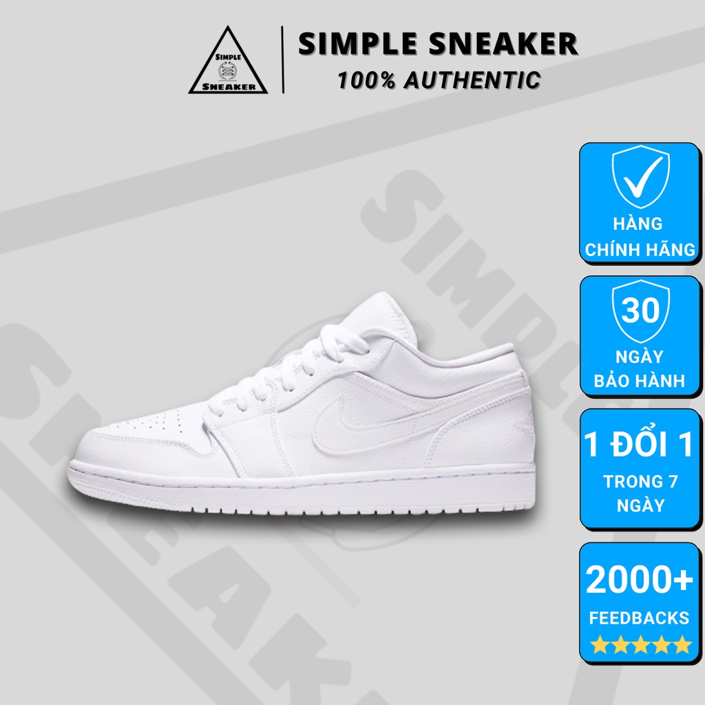 Giày Nike Jordan 1 Chính Hãng FREESHIP Nike Air Jordan 1 Low Allwhite- Giày Jordan 1 Cổ Thấp - Simple Sneaker