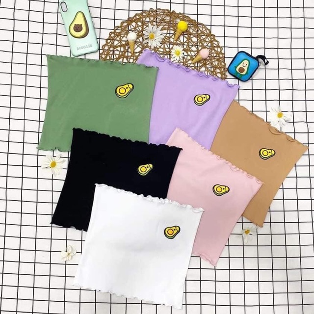 Áo TubeTop Thêu 🥑 Avocado Ulzzang Ảnh Thật