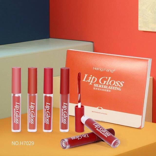 Set 6 son kem lỳ Hengfang matte velvet lip gloss