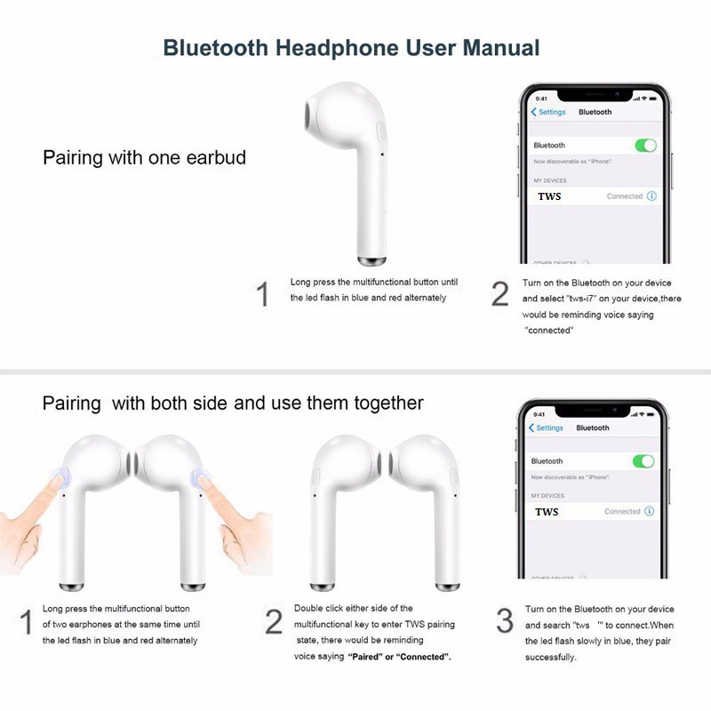 [HÀNG SẴN] Tai nghe Bluetooth không dây i9s-Tws loại 2 tai nghe kèm hộp sạc