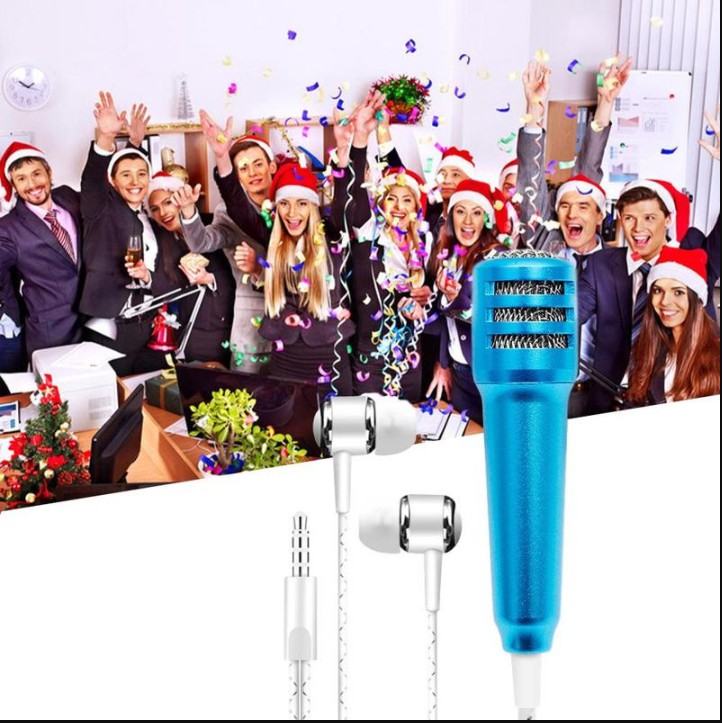 Micro Mini hát Karaoke, Mic Kèm Tai Nghe Dùng Cho Điện Thoại - Jack 3.5mm