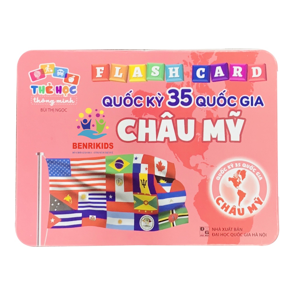 Bộ Thẻ Học Song Ngữ Quốc Kỳ Các Quốc Gia Trên Thế Giới- CHÂU MỸ  Flaschcard Kèm Hình Ảnh Sinh Động