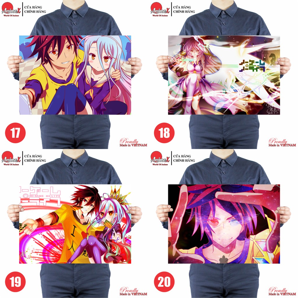 Tấm Poster Áp Phích A3 Anime No Game No Life - Huyền Thoại Game Thủ - Poster Dán Tường, Dán Kính By AnimeX