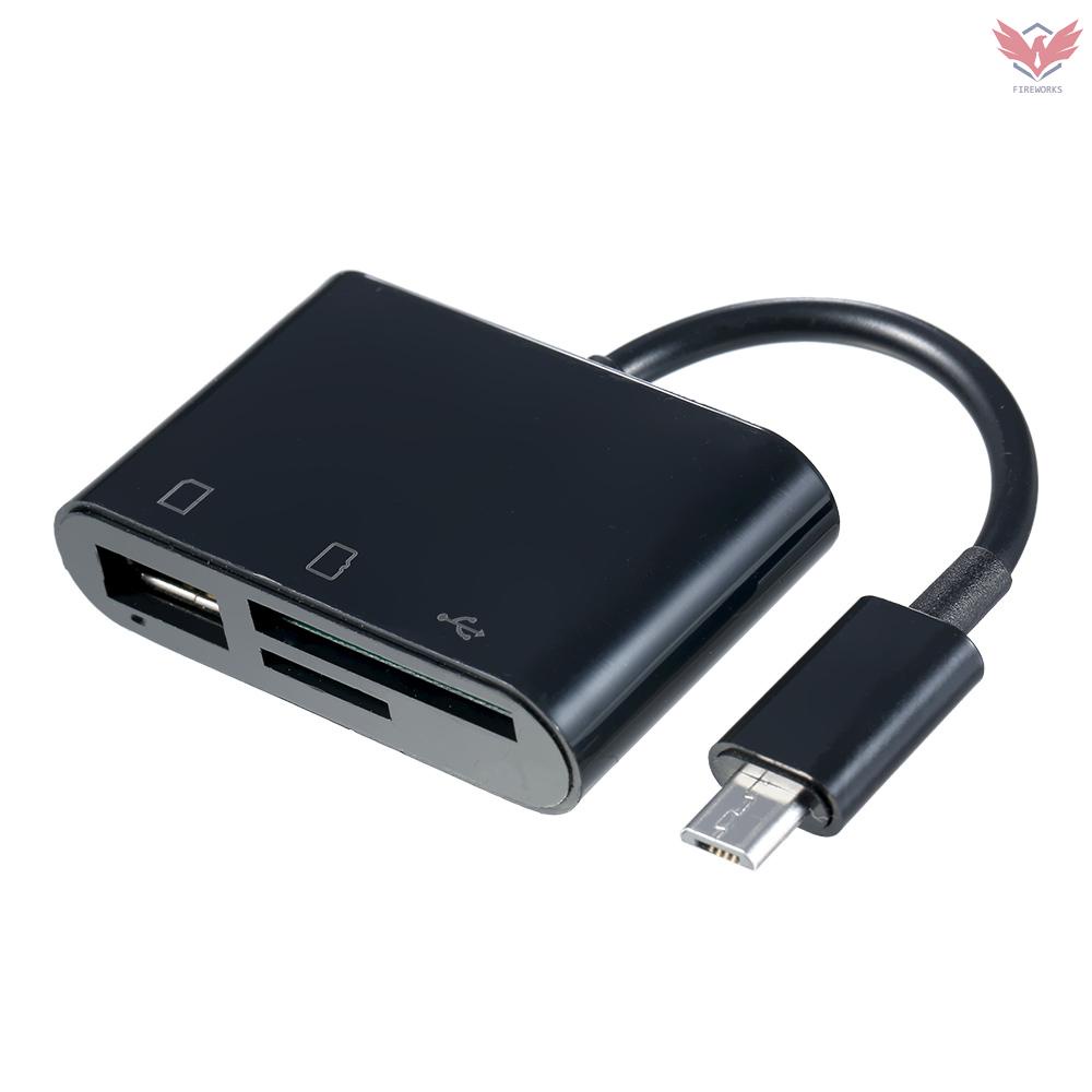 Đầu Đọc Thẻ Nhớ Micro Usb 2.0 + Sd + Tf 3 Trong 1 Chuyển Đổi Micro Usb Otg Sang Usb 2.0 Sd Tf Micro Usb Đen