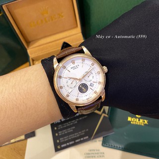 Đồng hồ nam Rolex máy cơ automatic mặt tròn classic dây da sang trọng có bảo hành DH559 - Emhang449