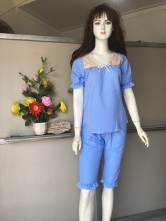 bộ lửng kate lụa cổ viền ren