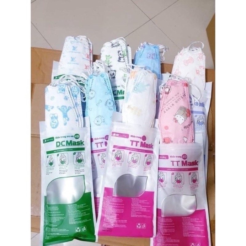 [Gói 10 cái] Khẩu trang y tế trẻ e TT-Mask 4D KF94 4 lớp kháng khuẩn chính hãng