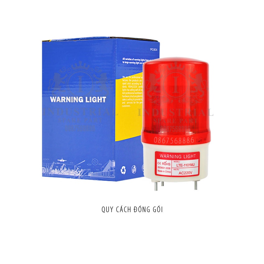 Đèn cảnh báo Xoay Có còi 48V LTE-1101MJ, 4 màu Đỏ, Xanh dương, Xanh Lá, Vàng, đèn cảnh báo công trình, gắn xe