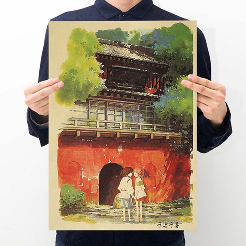 Poster phim hoạt hình Hayao Miyazaki Chihiro bằng giấy Kraft